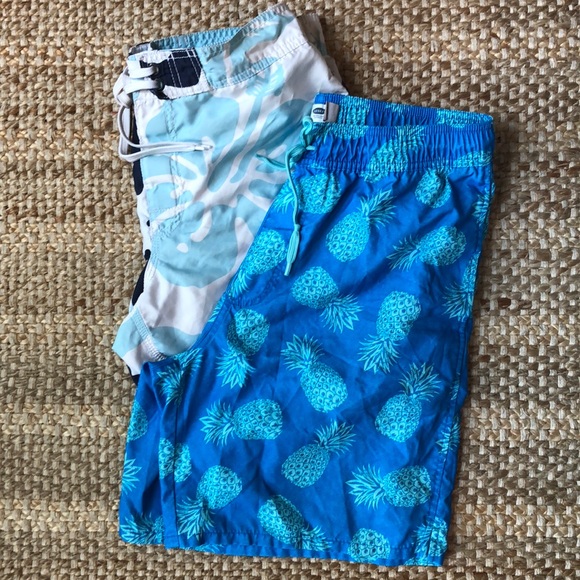 old navy pineapple swim trunks